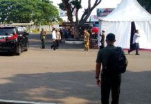 Presiden Joko Widodo tiba di area parkir PIPP sebelum berziarah ke Makam Bung Karno, Selasa (7/9/2021)