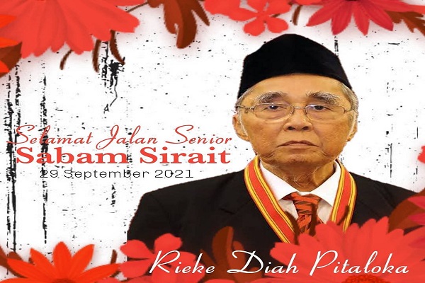 Saban Sirait merupakan pendiri Partai Demokrasi Indonesia Perjuangan (PDI Perjuangan), September 1998 dan anggota Dewan Pertimbangan Pusat (Deperpu) PDI Perjuangan: 1998-2008. (foto: Instagram Rieke Diah Pitaloka via RRI.co.id)