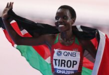 Pelari jarak jauh berusia 25 tahun Agnes Tirop mewakili Kenya dalam nomor 5.000m di Olimpiade Tokyo dan finis keempat di final. (Foto: Ibrahim Al Omari/Reuters via Guardian)
