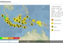 Peta peringatan dini cuaca dari BMKG bagi 24 daerah di Indonesia berlaku hari ini, Kamis 30 Desember 2021. (Grafis: BMKG).