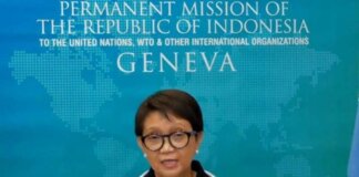 Menteri Luar Negeri Retno Marsudi konferensi pers dari Jenewa Sumber : Youtube Kemlu RI