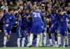 Pemain Chelsea Thiago Silva merayakan gol bersama rekan setim saat melawan Tottenham Hostpur pada kejuaraan sepak bola Liga Premier di Stamford Bridge, London, Inggris, Minggu (23/1/2022). ANTARA FOTO/REUTERS/David Klein/FOC/djo