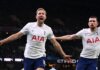 Harry Kane merayakan gol untuk Tottenham ke gawang Manchester City