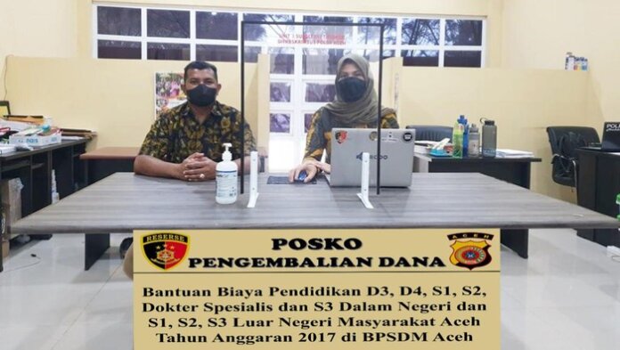 Posko pengembalian dana beasiswa di Polda Aceh. (Dok. Polda Aceh)