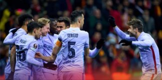 Barcelona mengalahkan Galatasaray 2-1 untuk memesan tempat di perempat final Liga Eropa 2021/22. (fcbarcelona.com)