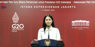 Maudy Ayunda resmi ditunjuk sebagai Juru Bicara (Jubir) Pemerintah untuk Presidensi G20 Indonesia, Kamis (31/3/2022). (Foto: Tangkapan Layar YouTube Sekretariat Presiden)