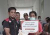 Dewan Perwakilan Asosiasi Media Sosial dan Siber Indonesia Provinsi Kepulauan Riau (AMSINDO KEPRI) berbagi 100 paket sembako. Sembako dibagikan kepada fakir miskin dan kaum dhuafa di Tanjung Uma, Kota Batam, Minggu (24/4/2022).