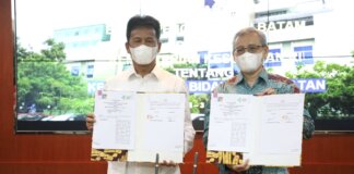 Badan Pengusahaan Batam (BP Batam) menandatangani Nota Kesepahaman dalam Bidang Kesehatan dengan Kementerian Kesehatan RI, pada Jumat, 3 Juni 2022, di Marketing Centre BP Batam.