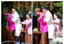 Momentum Presiden Joko Widodo menggendong putra bungsunya Kaesang Pangarep dalam prosesi adat siraman di kediaman Sumber Solo. (Foto: kolase dokumentasi panitia Pernikahan Kaesang-Erina).