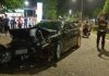 Mobil dinas DPRD Jambi yang mengalami kecelakaan tunggal di Jalan Soekarno Hatta, Kota Jambi, Kamis (02/02/2023) malam