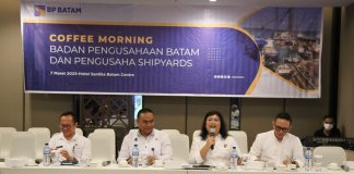 Badan Pengusahaan (BP) Batam menggelar dialog interaktif yang dikemas dalam acara Coffee Morning bersama Pengusaha Shipyards di Hotel Santika, Batam Center pada Selasa (7/3/2023).