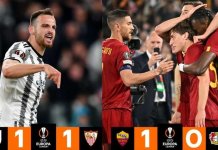 Hasil leg pertama babak semifinal Liga Europa Juventus vs Sevilla 1-1, sementara AS Roma vs Bayer Levekusen 1-0. Leg kedua akan digelar Jumat pekan depan (Foto: @EuropaLeague)