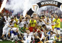 Sevilla berhasil menyabet gelar Liga Europa yang ke-7 setelah mengalahkan AS Roma melalui babak adu penalti di Puskas Arena, Budapest, Kamis (1/6) dinihari WIB
